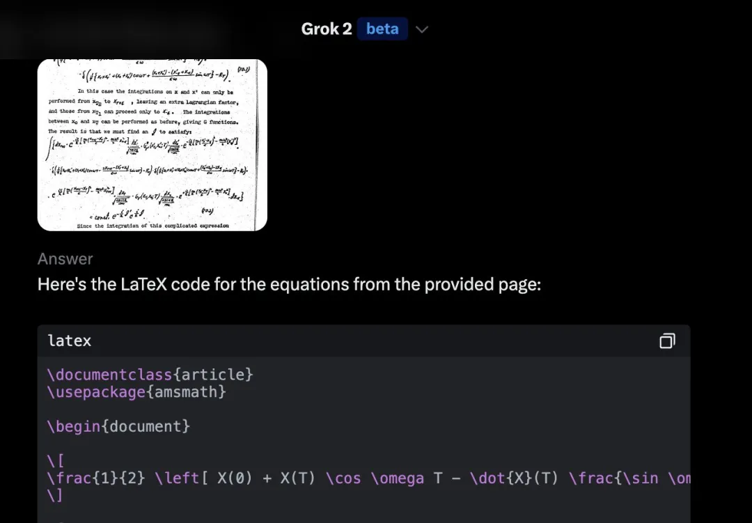 古早费曼论文手写公式也能转LaTeX，还能看懂梗图，马斯克Grok新功能上线就火了
